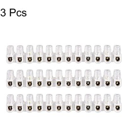 3Pack Screw 12 Terminal Block 3A 12 Dual Row Type U Wire Connector